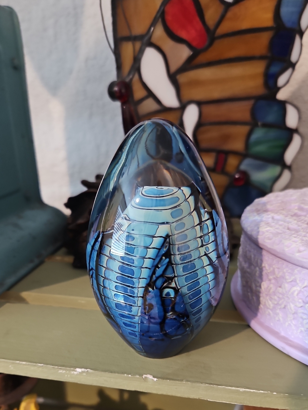 Vintage Glass Dragon Egg Designer Paperweight
